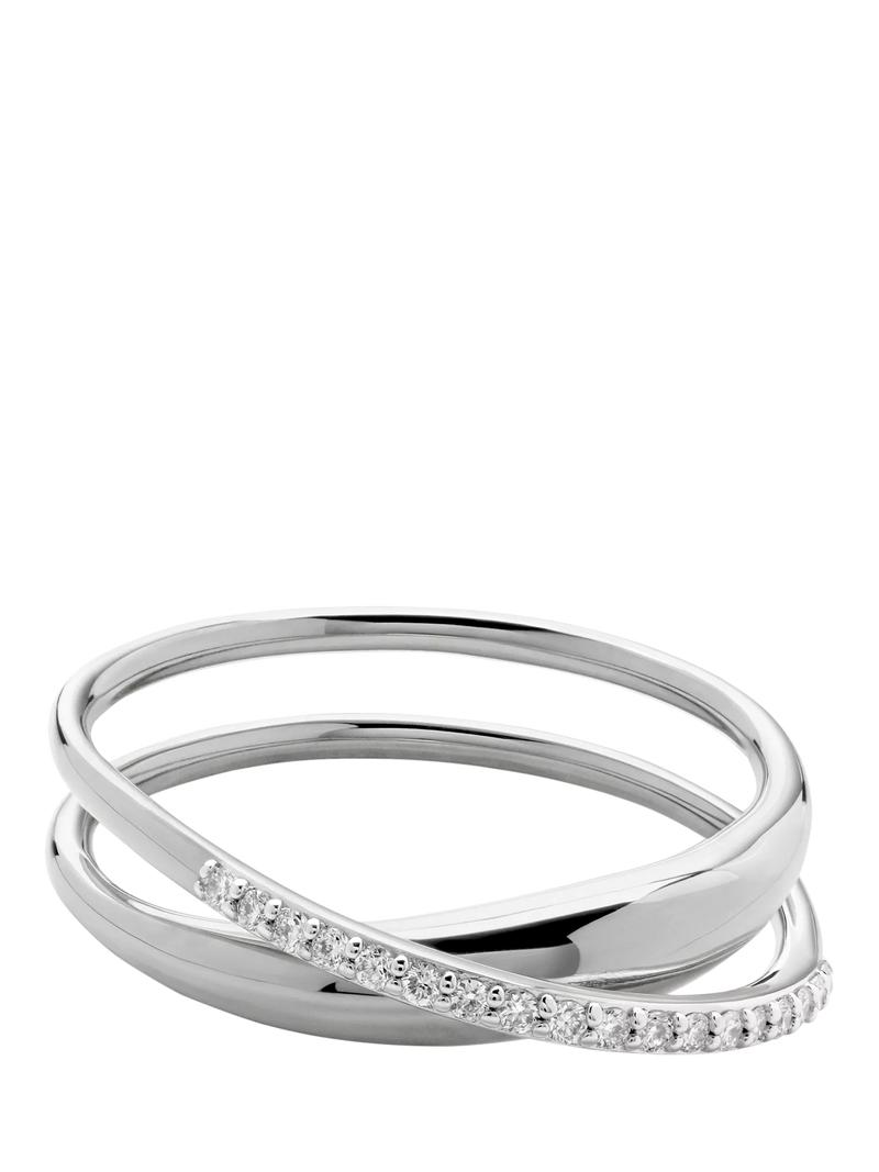 Monica Vinader Diamant Nura Wickelring Silber, UK-Version