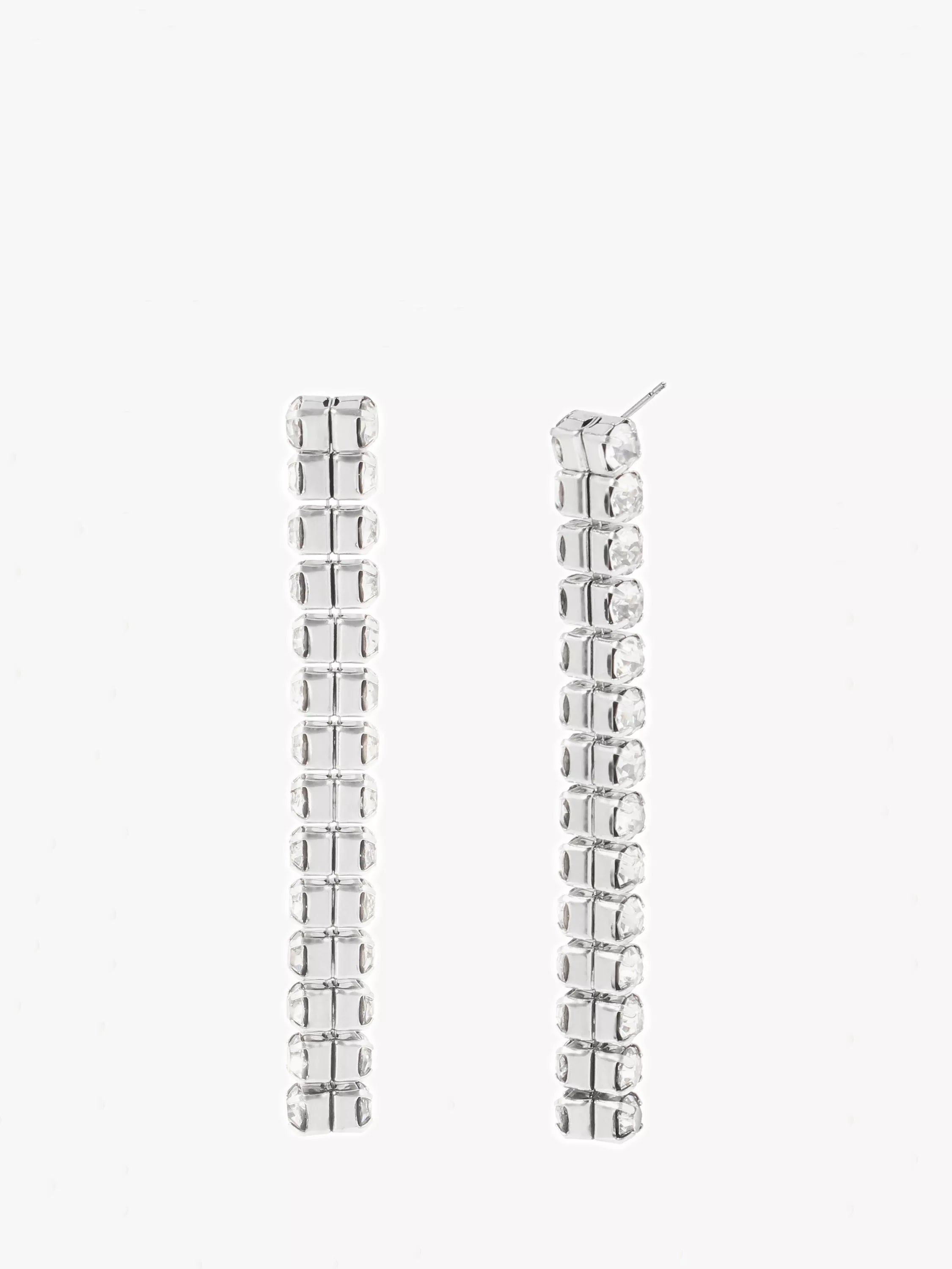 AllSaints crystal linear drop earrings warm silver, UK version