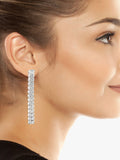 AllSaints crystal linear drop earrings warm silver, UK version