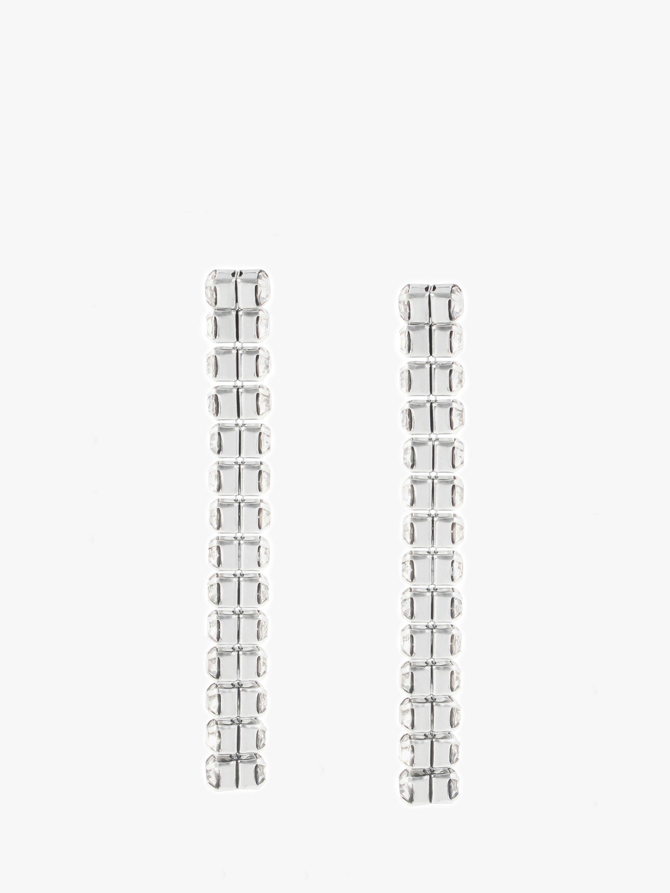 AllSaints crystal linear drop earrings warm silver, UK version