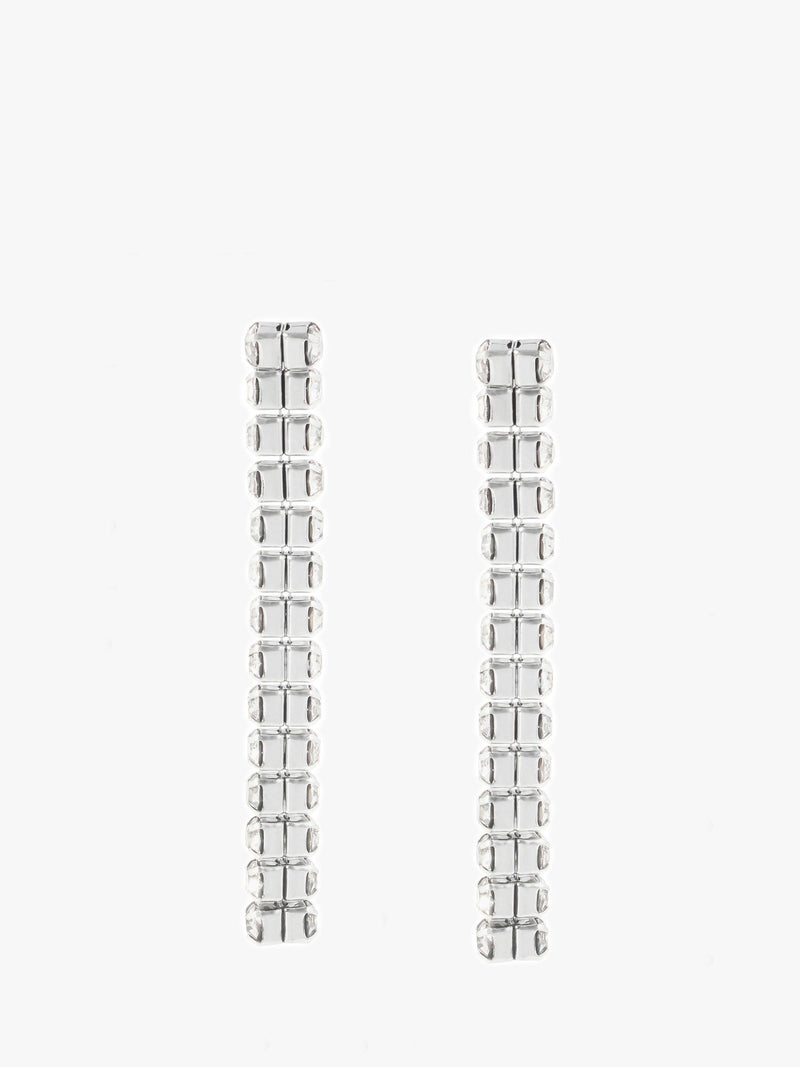 AllSaints crystal linear drop earrings warm silver, UK version