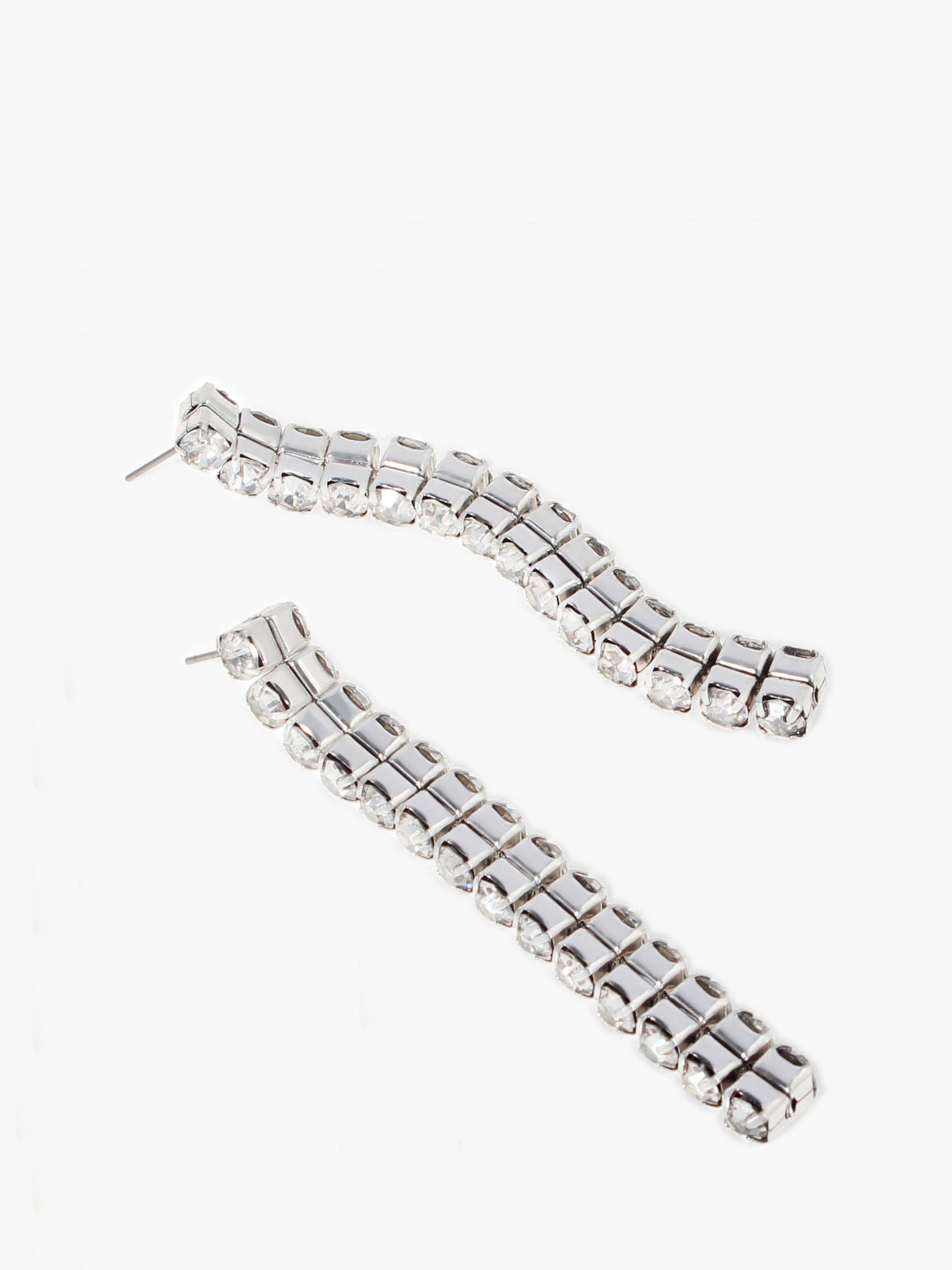 AllSaints crystal linear drop earrings warm silver, UK version