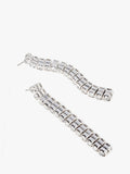 AllSaints crystal linear drop earrings warm silver, UK version