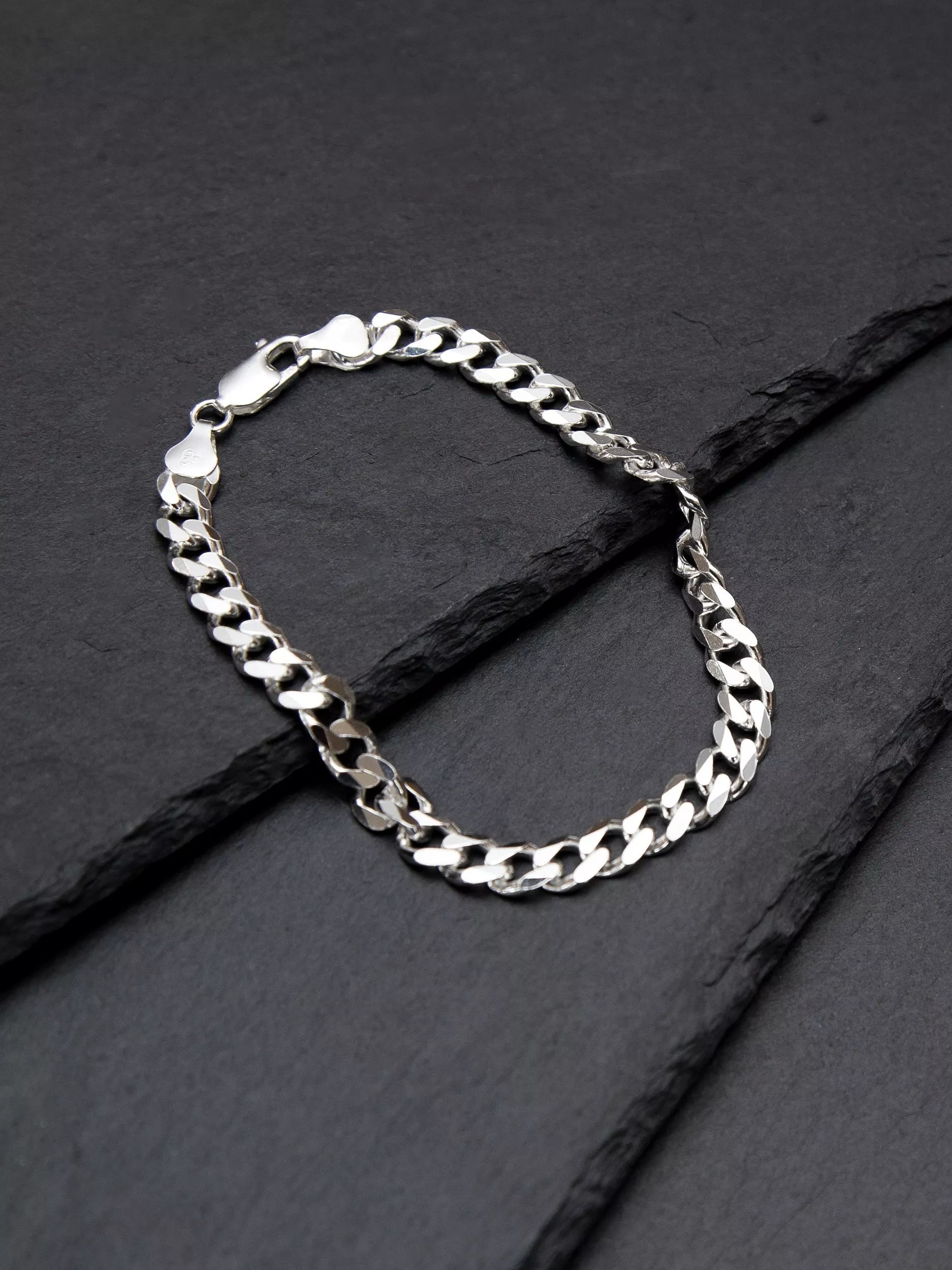 Hoxton London square curb bracelet sterling silver, UK version