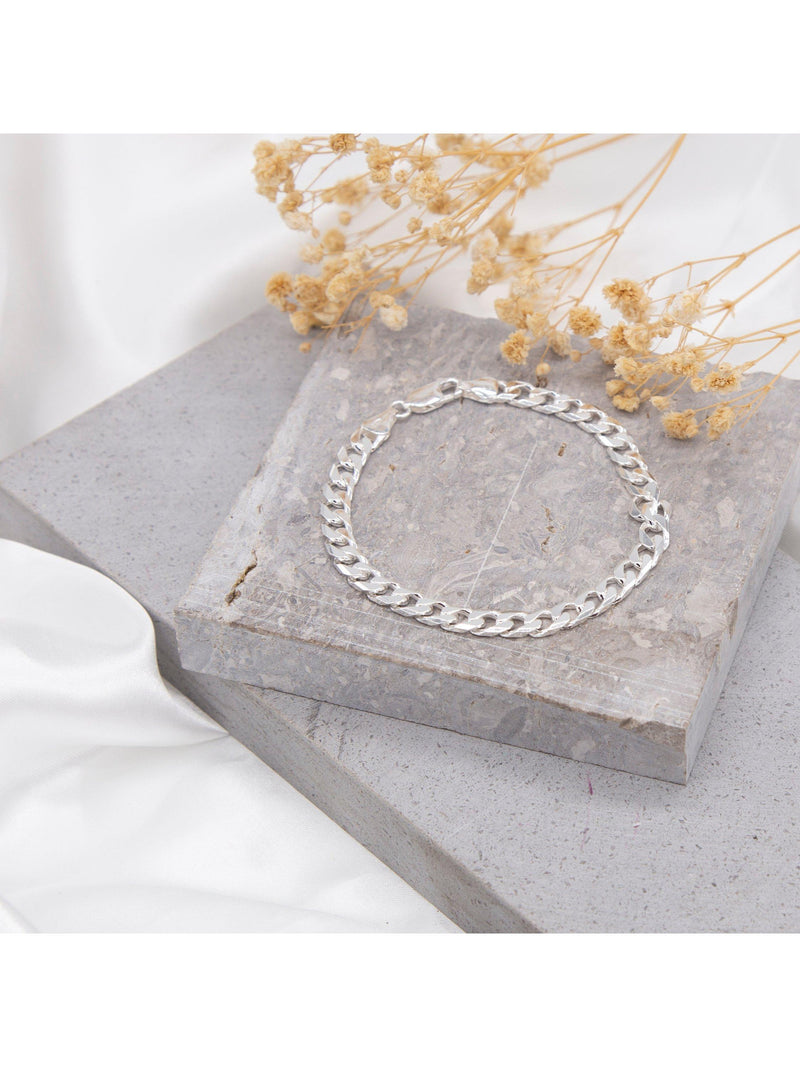 Hoxton London men's silver curb bracelet, imported from the UK
