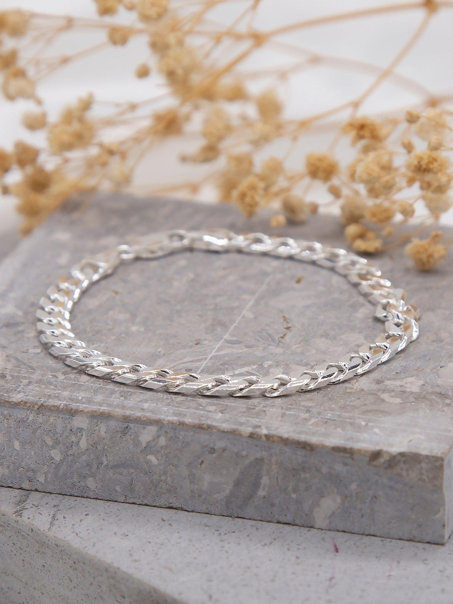 Hoxton London men's silver curb bracelet, imported from the UK