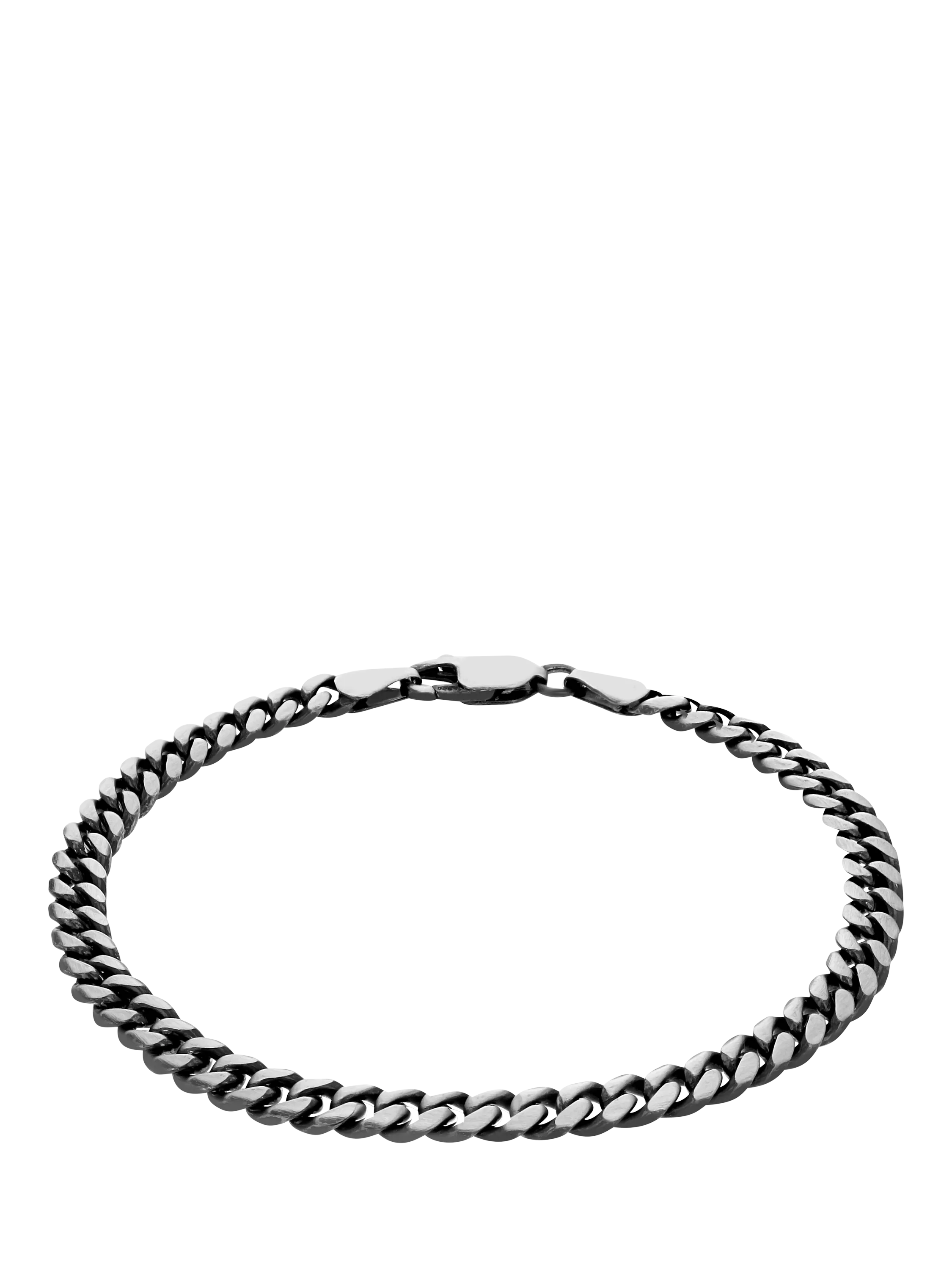 Hoxton London oxidised brushed curb bracelet silver 20cm, UK version