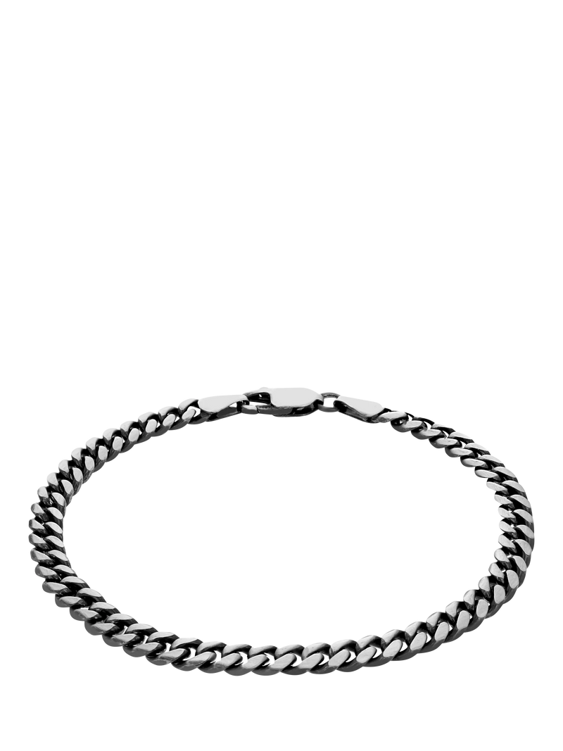 Hoxton London oxidised brushed curb bracelet silver 20cm, UK version