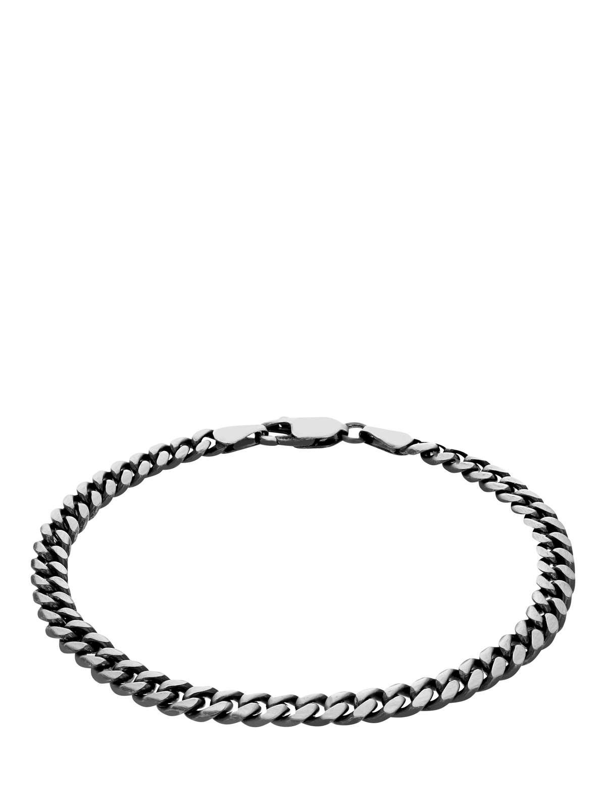 Hoxton London oxidised brushed curb bracelet silver 20cm, UK version