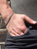 Hoxton London oxidised brushed curb bracelet silver 20cm, UK version