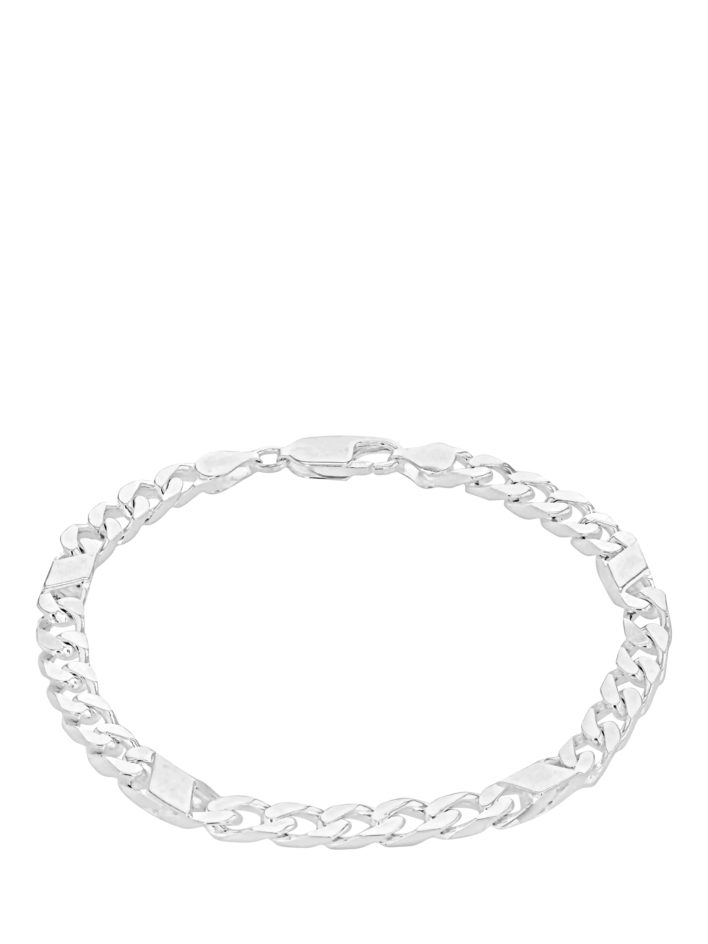 Hoxton London men's sterling silver bar and curb bracelet 21.5cm, imported from the UK