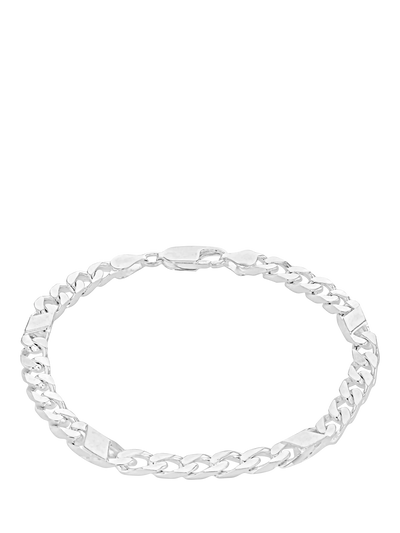 John Lewis Hoxton London Men's Sterling Silver Bar & Curb Bracelet Silver 21.5cm- Buy online at McGrocer