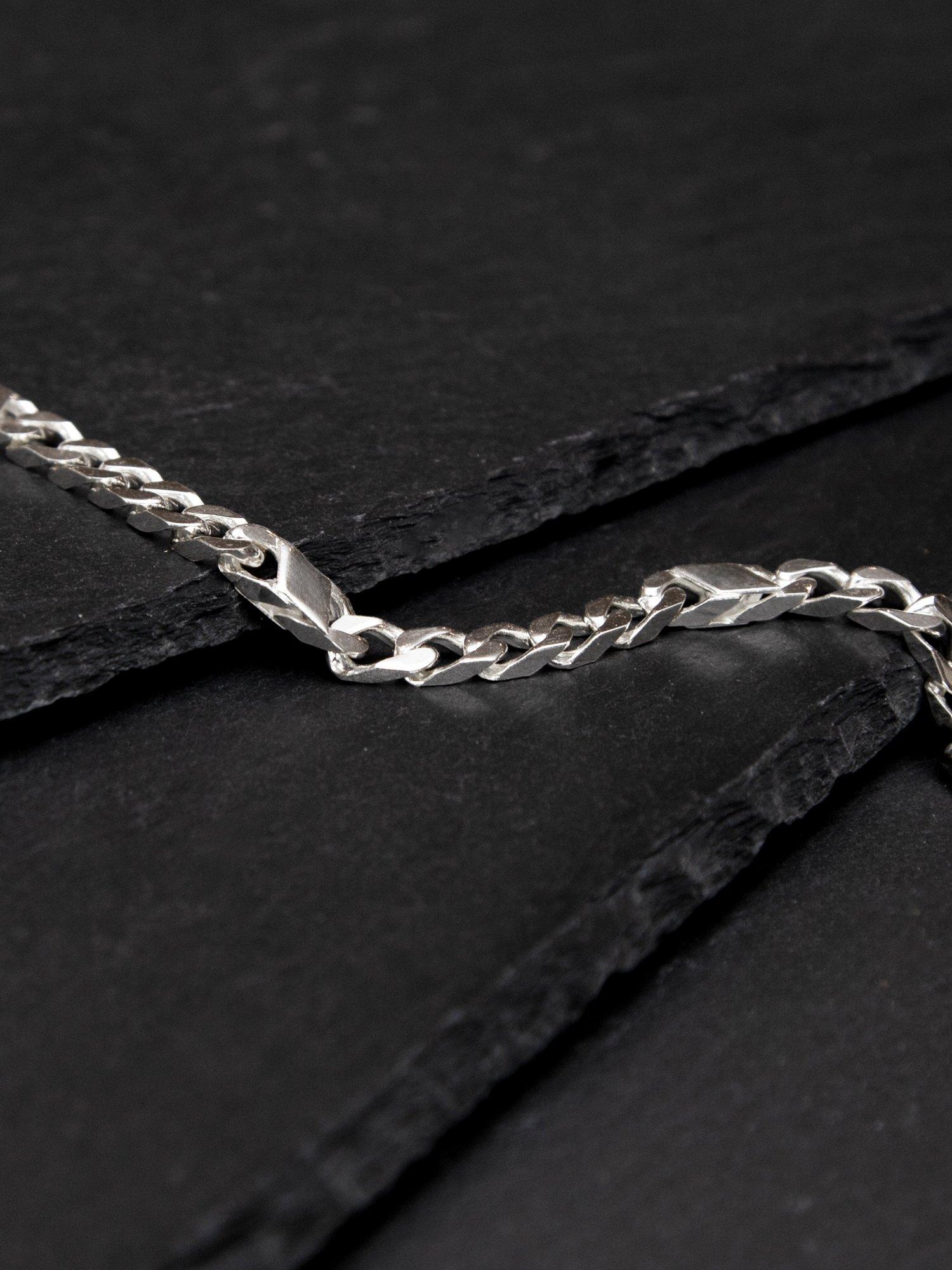 Hoxton London men's sterling silver bar and curb bracelet 21.5cm, imported from the UK