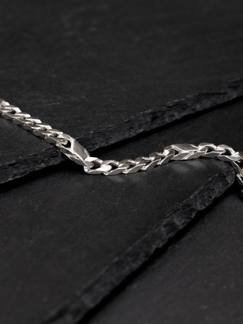 Hoxton London men's sterling silver bar and curb bracelet 21.5cm, imported from the UK