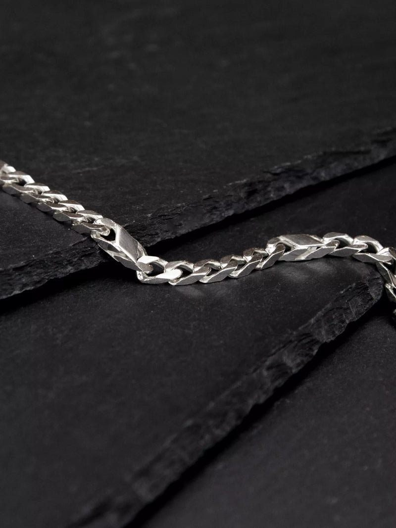 Hoxton London men's sterling silver bar and curb bracelet 21.5cm, imported from the UK