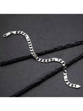 Hoxton London men's sterling silver bar and curb bracelet 21.5cm, imported from the UK