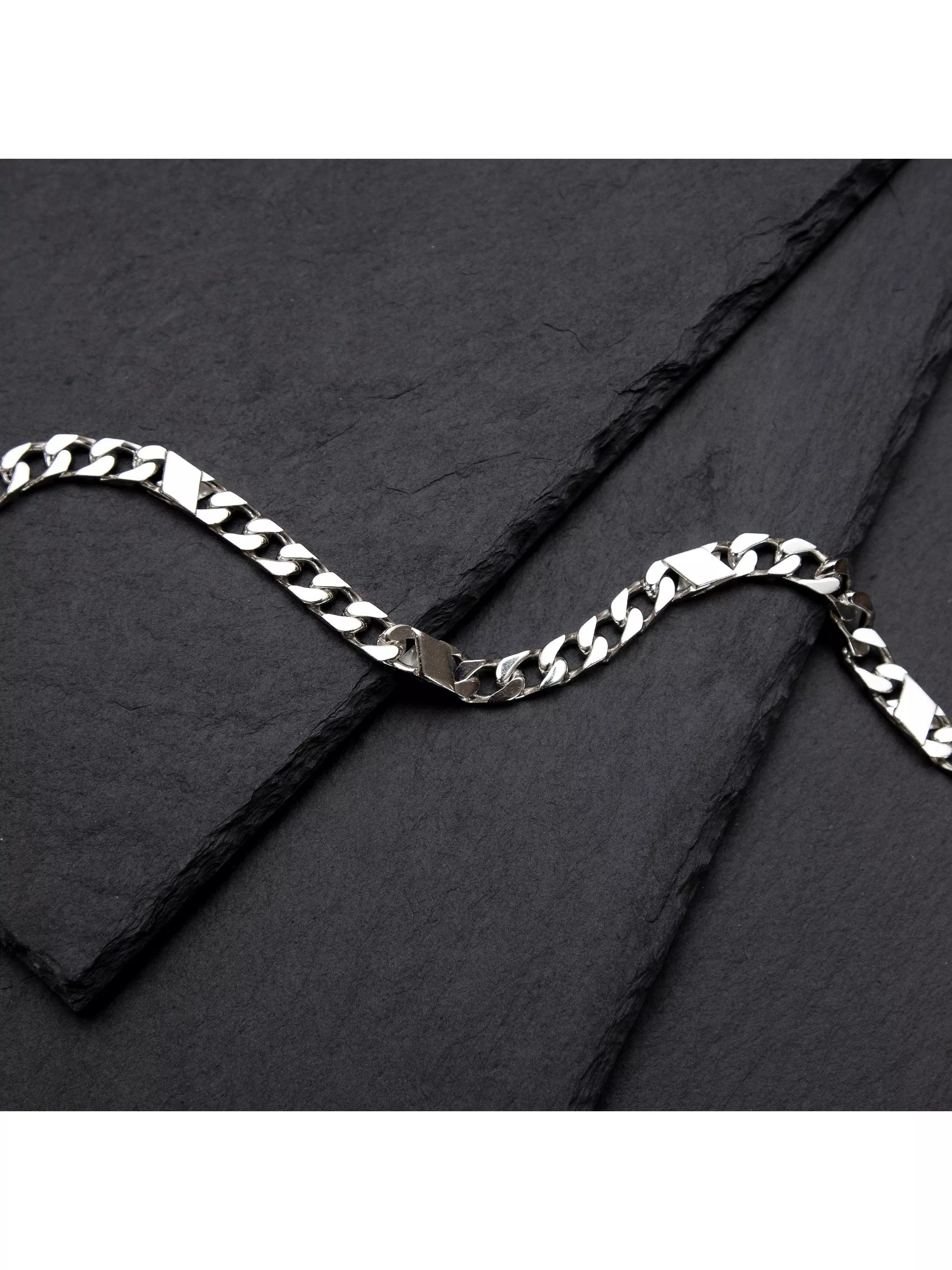 Hoxton London men's sterling silver bar and curb bracelet 21.5cm, imported from the UK