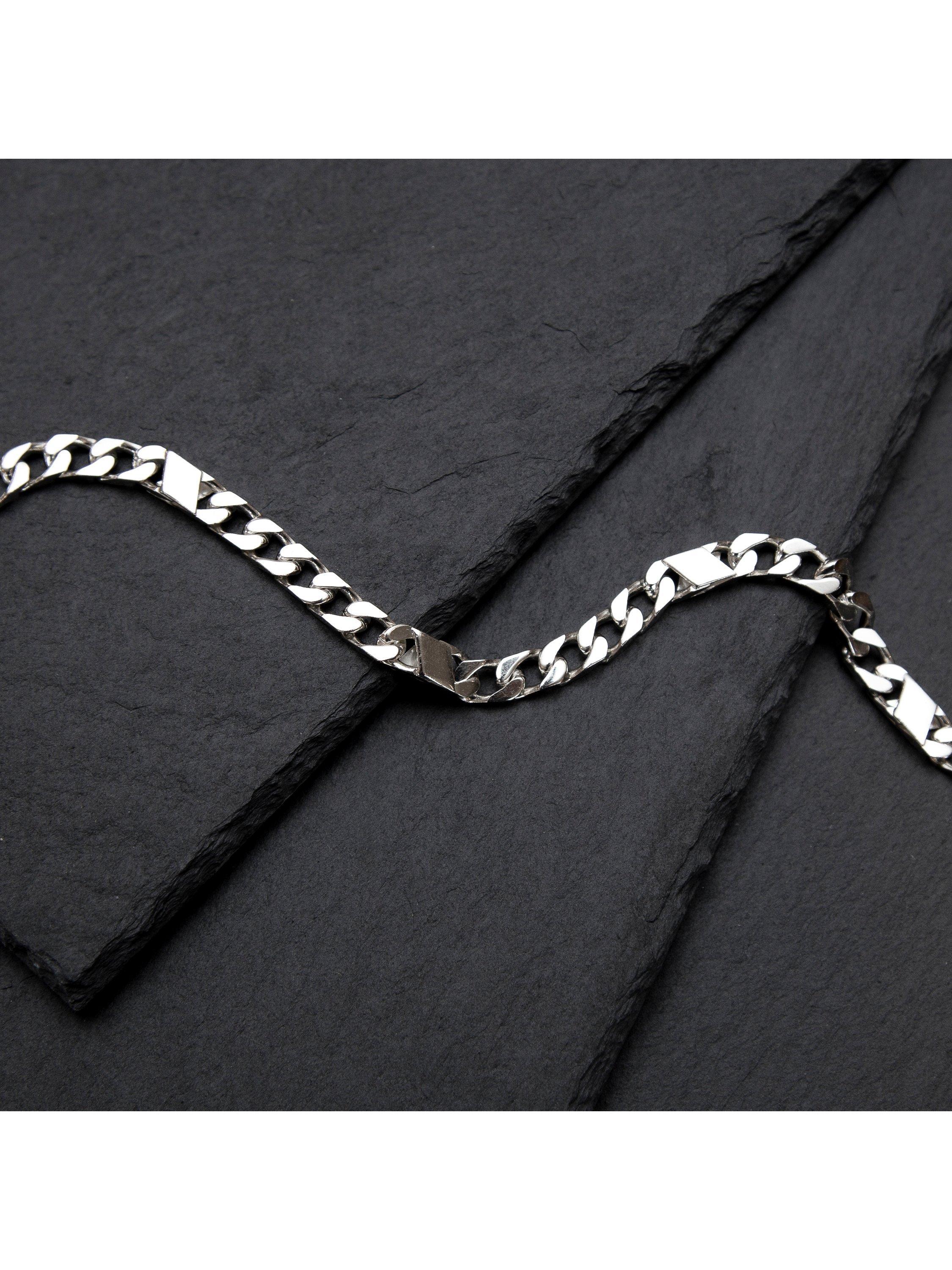 Hoxton London men's sterling silver bar and curb bracelet 21.5cm, imported from the UK