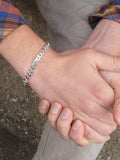 Hoxton London men's sterling silver bar and curb bracelet 21.5cm, imported from the UK