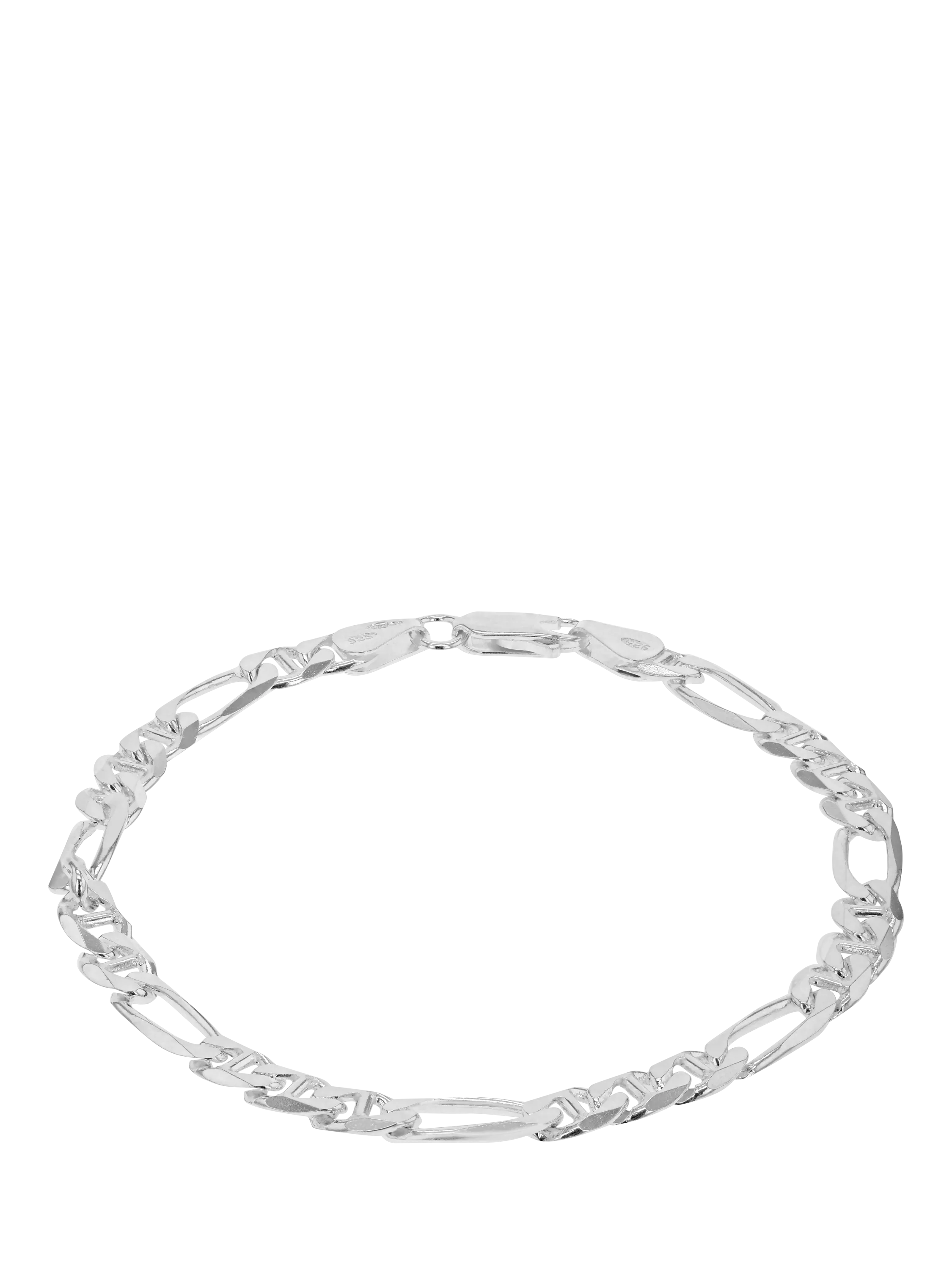 Hoxton London sterling silver Figaro Rambo chain bracelet 20cm, imported from the UK