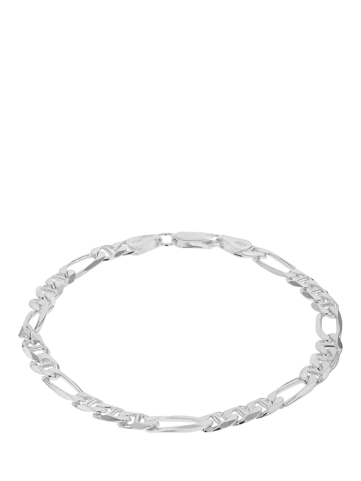 Hoxton London sterling silver Figaro Rambo chain bracelet 20cm, imported from the UK