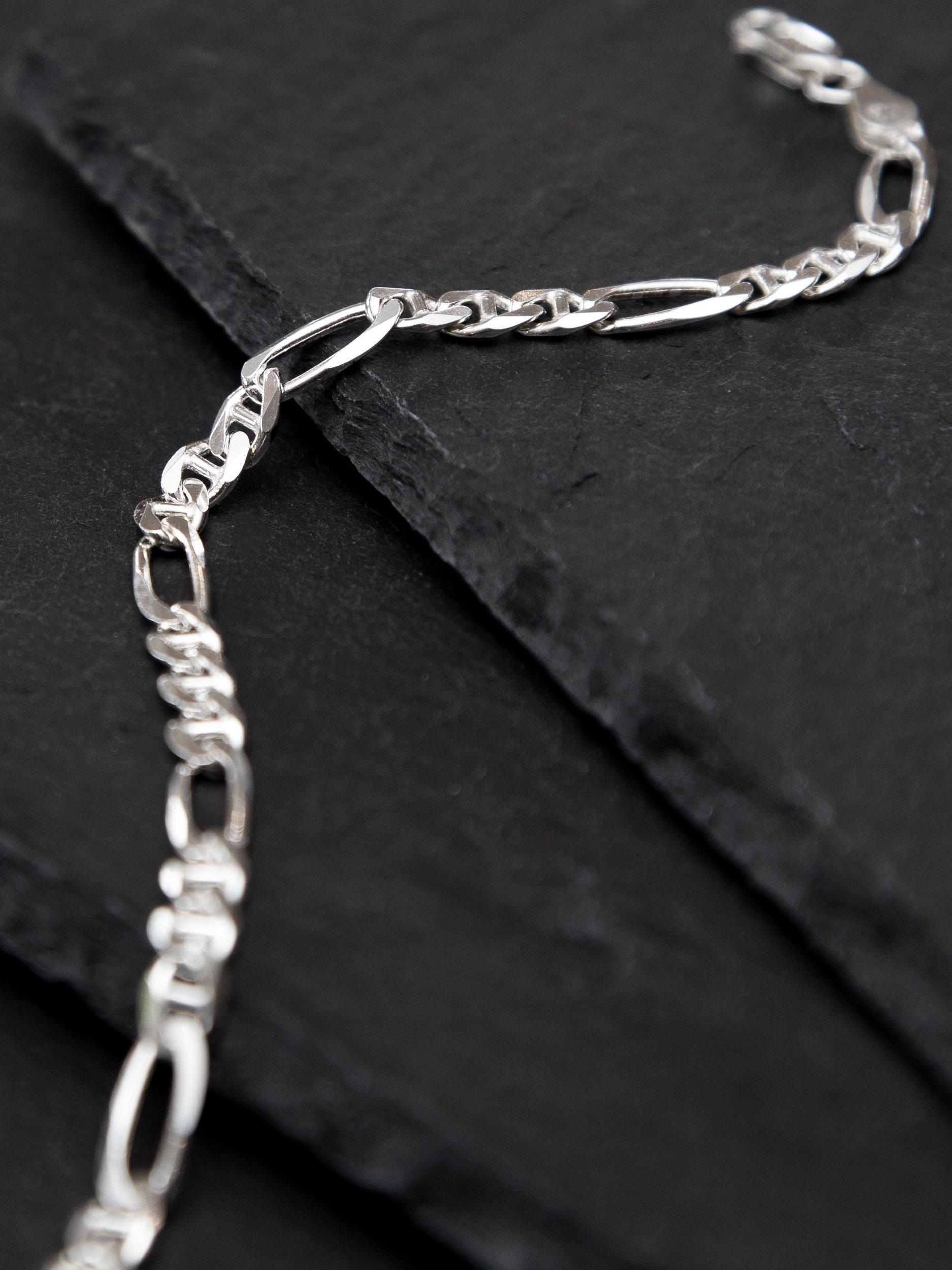 Hoxton London sterling silver Figaro Rambo chain bracelet 20cm, imported from the UK