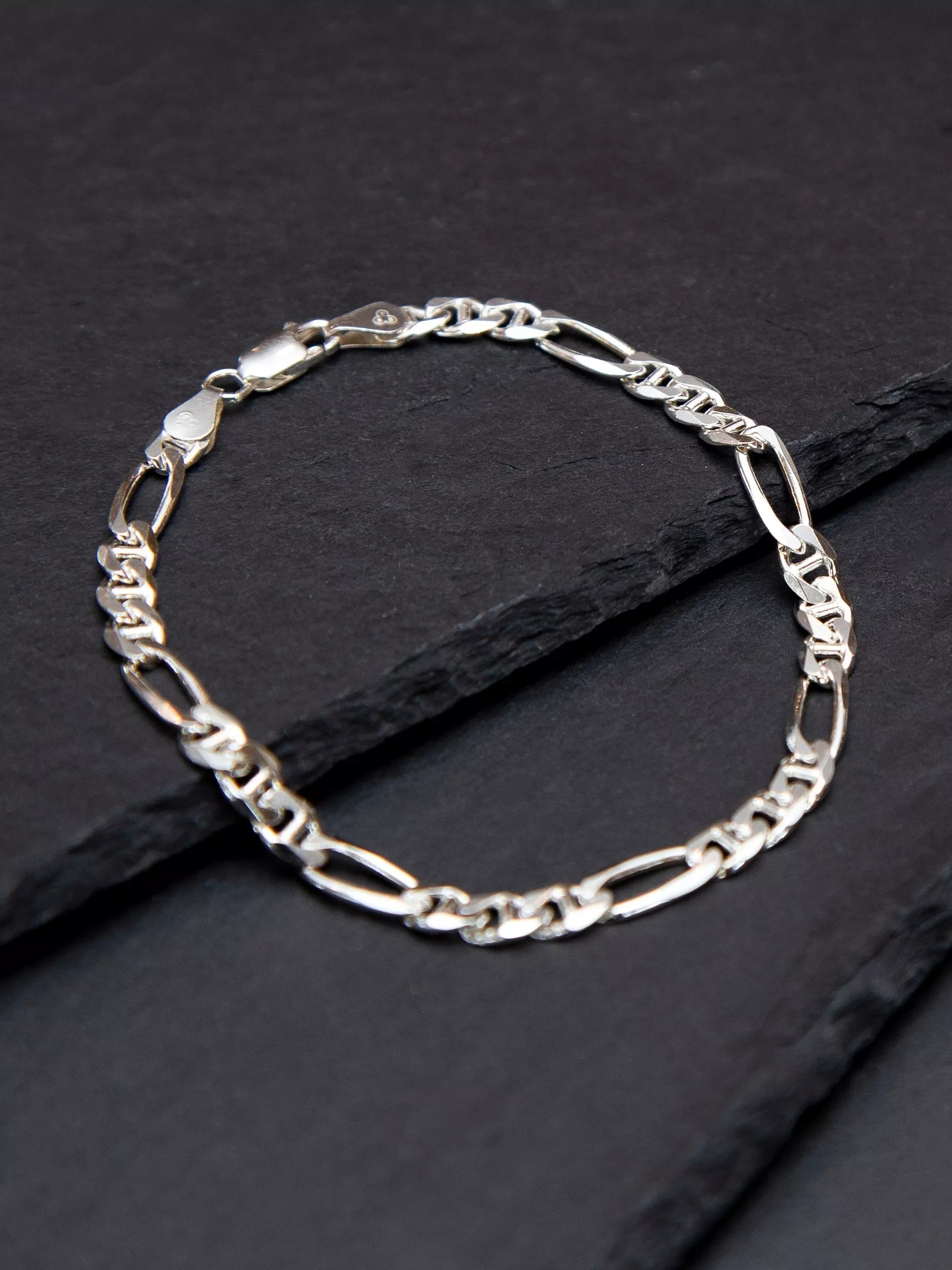 Hoxton London sterling silver Figaro Rambo chain bracelet 20cm, imported from the UK
