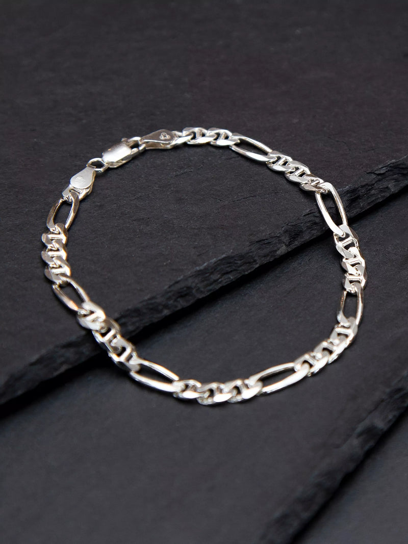 Hoxton London sterling silver Figaro Rambo chain bracelet 20cm, imported from the UK