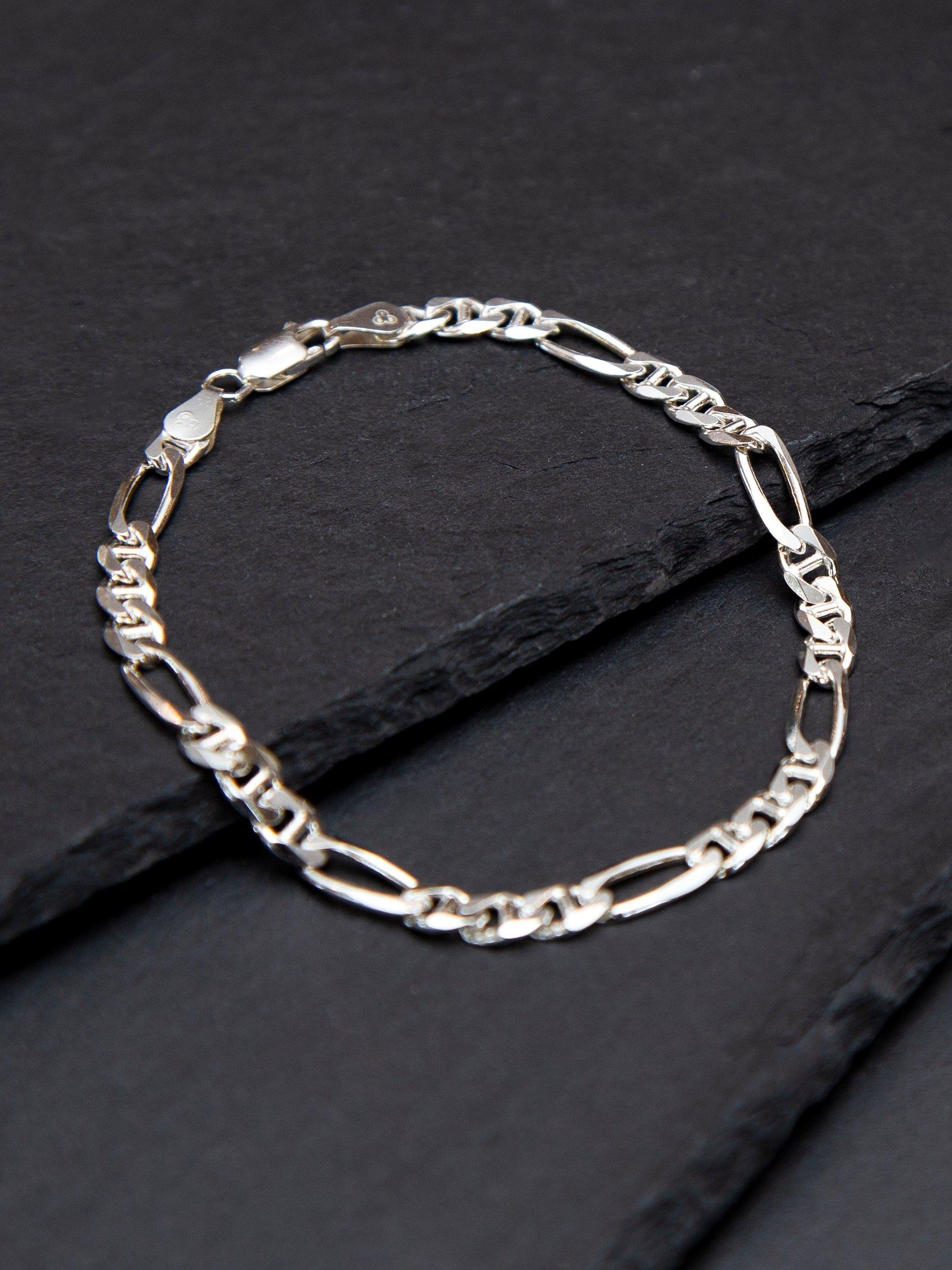 Hoxton London sterling silver Figaro Rambo chain bracelet 20cm, imported from the UK