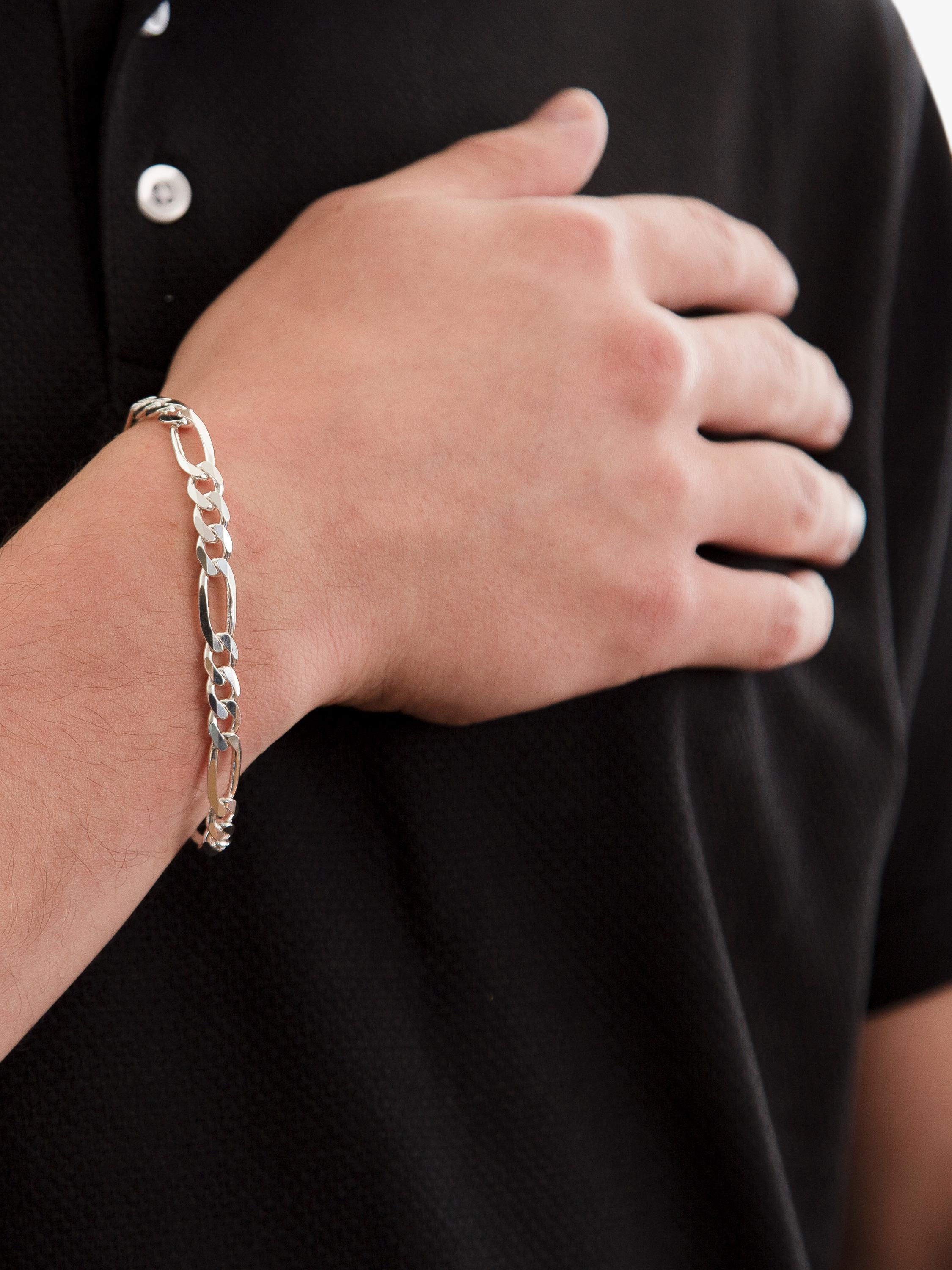 Hoxton London sterling silver Figaro Rambo chain bracelet 20cm, imported from the UK