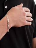 Hoxton London sterling silver Figaro Rambo chain bracelet 20cm, imported from the UK