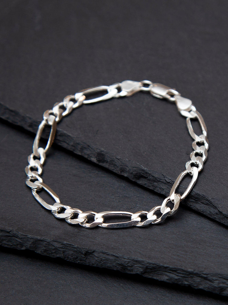 Hoxton London men's diamond cut figaro bracelet 20cm, imported from the UK