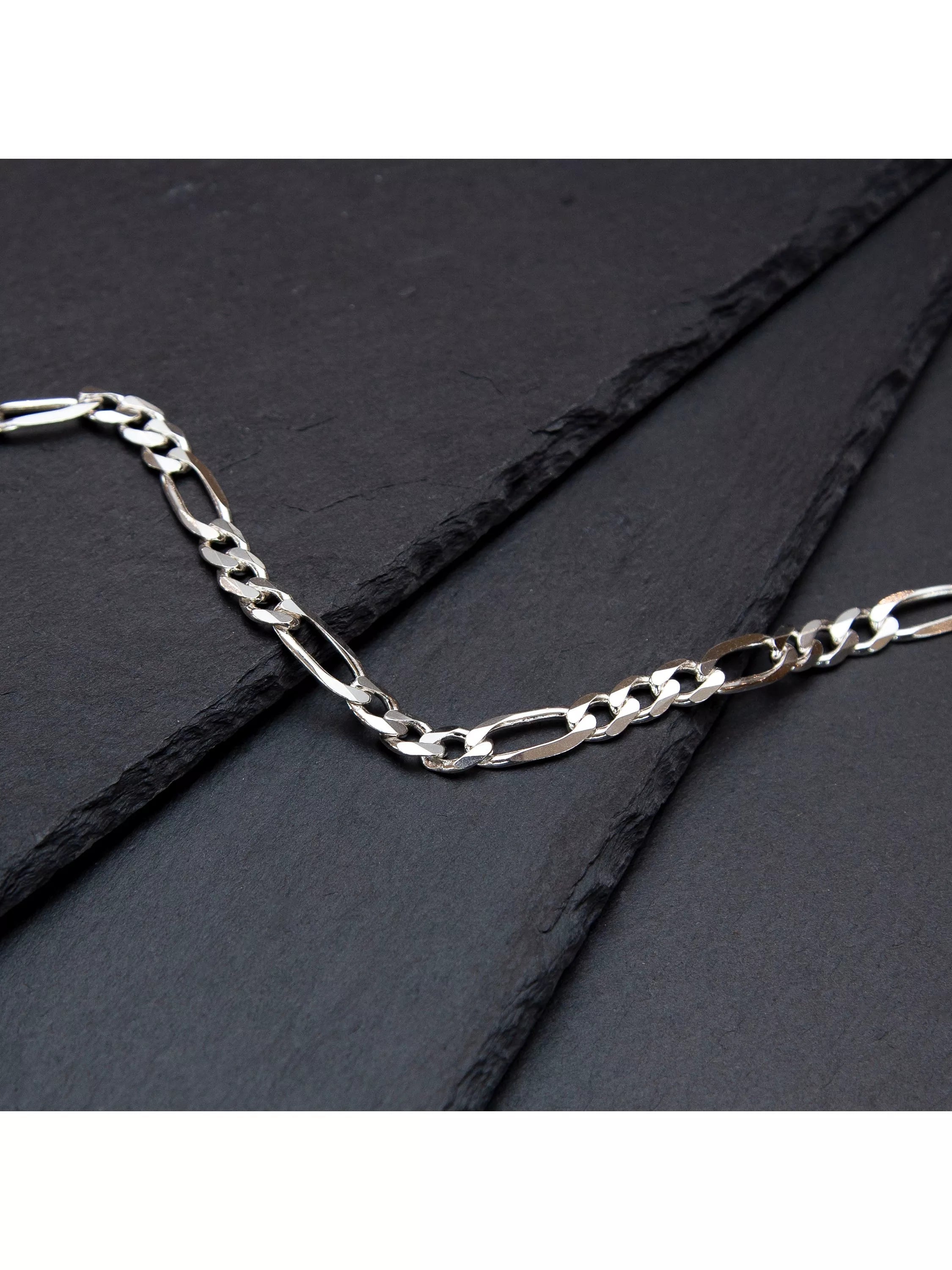 Hoxton London men's diamond cut figaro bracelet 20cm, imported from the UK
