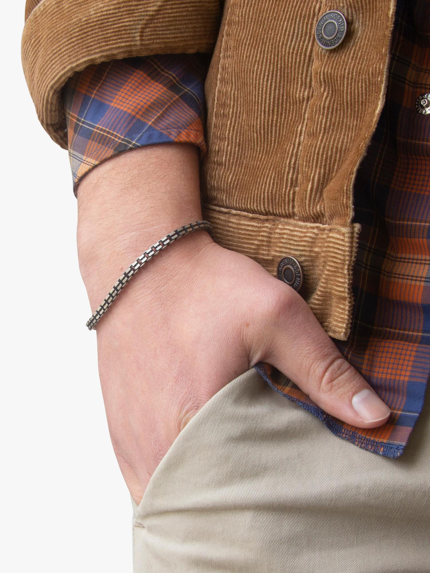 Hoxton London oxidised grooved box bracelet 20cm, UK version