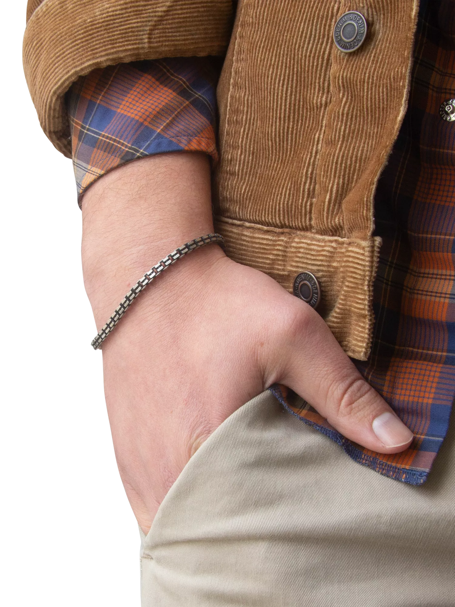 Hoxton London oxidised grooved box bracelet 20cm, UK version