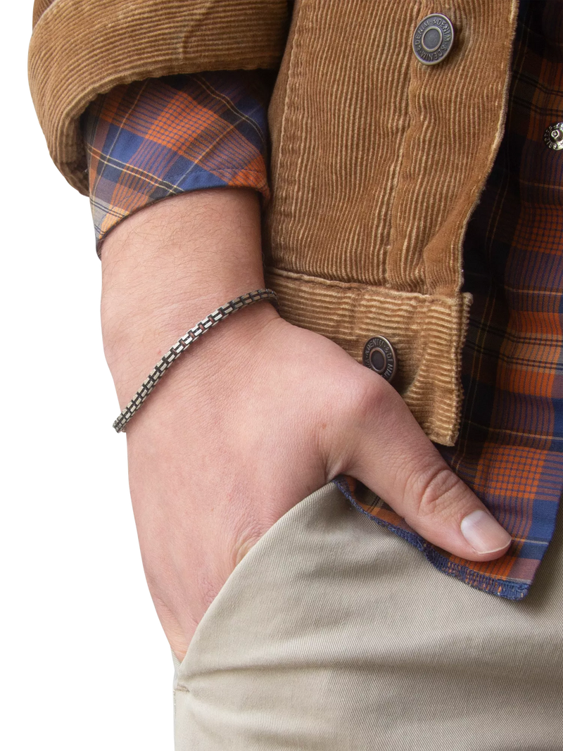 Hoxton London oxidised grooved box bracelet 20cm, UK version