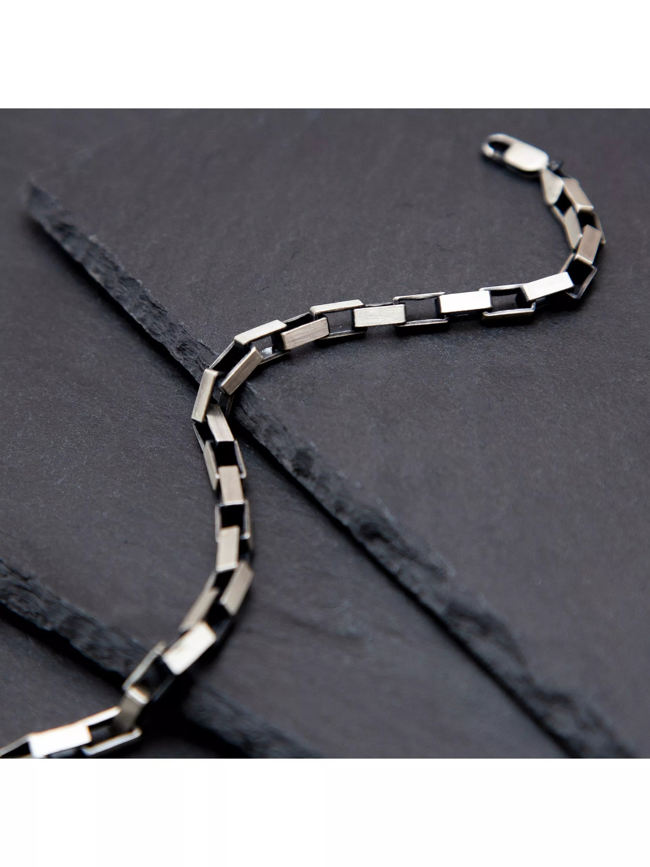Hoxton London oxidised sterling silver paper chain bracelet 20cm - British product