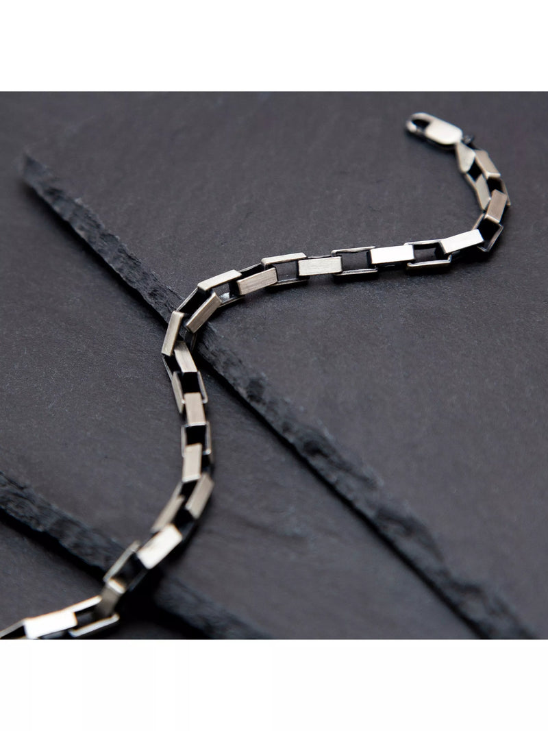Hoxton London oxidised sterling silver paper chain bracelet 20cm - British product
