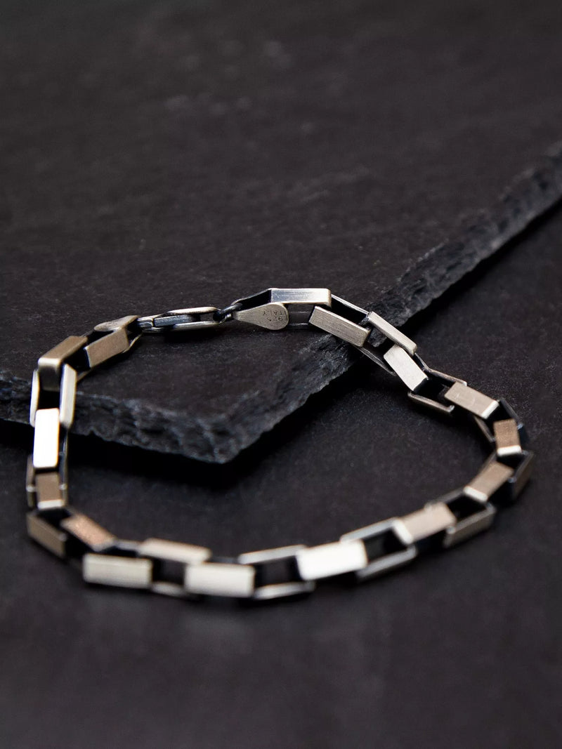 Hoxton London oxidised sterling silver paper chain bracelet 20cm - British product
