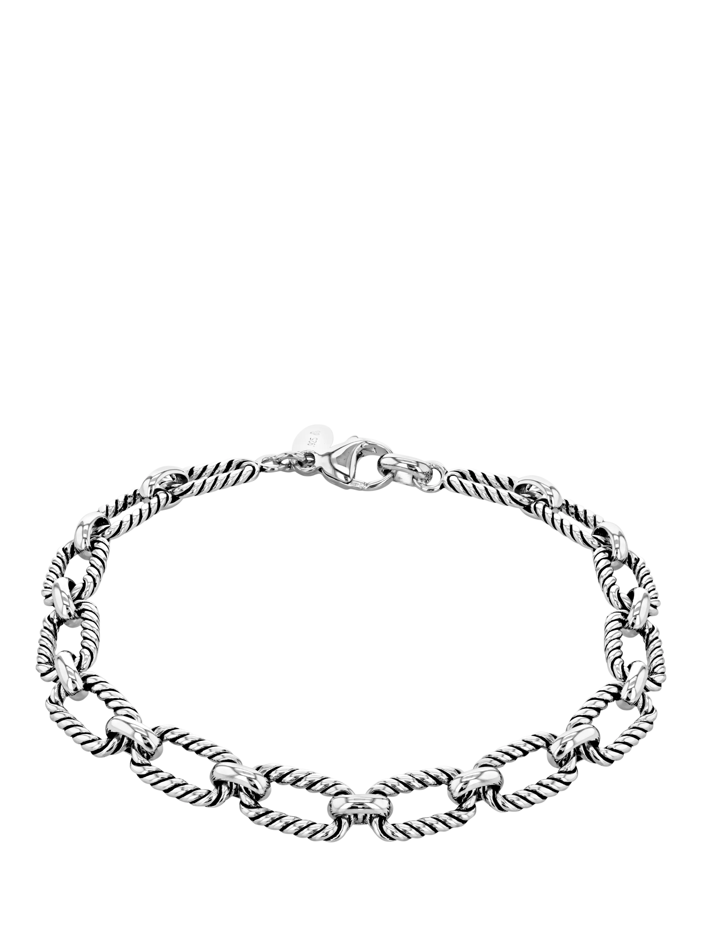 Hoxton London men's rhodium plated twist-link bracelet, imported from the UK