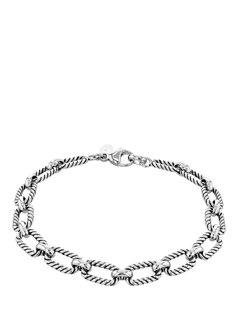 Hoxton London men's rhodium plated twist-link bracelet, imported from the UK
