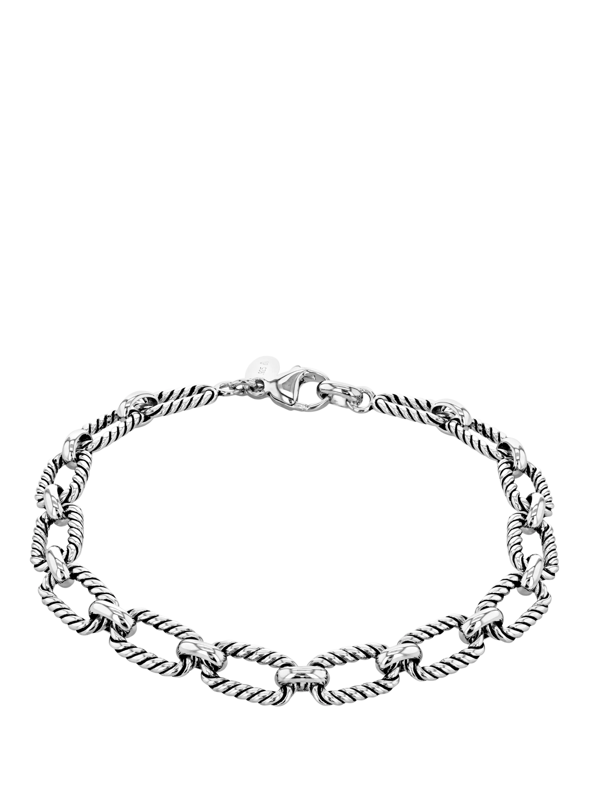 Hoxton London men's rhodium plated twist-link bracelet, imported from the UK