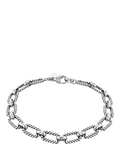 Hoxton London men's rhodium plated twist-link bracelet, imported from the UK