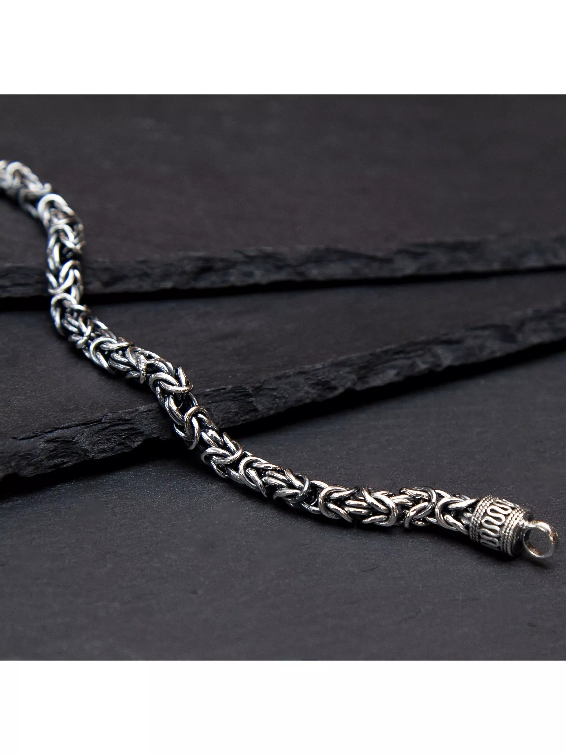 Hoxton London rhodium plated sterling silver byzantine bracelet - British product