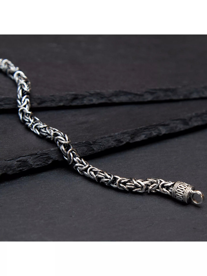 Hoxton London rhodium plated sterling silver byzantine bracelet - British product