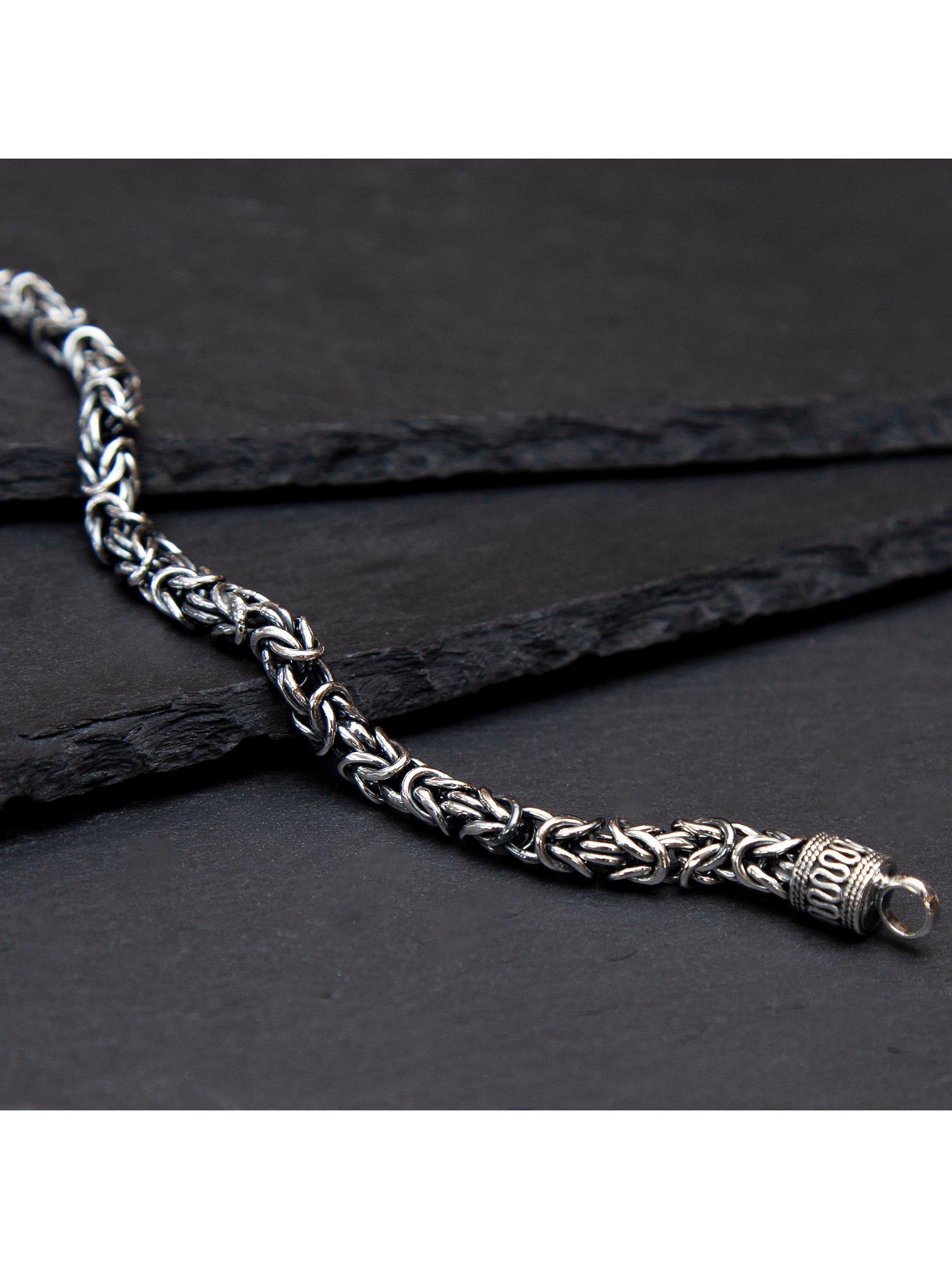 Hoxton London rhodium plated sterling silver byzantine bracelet - British product