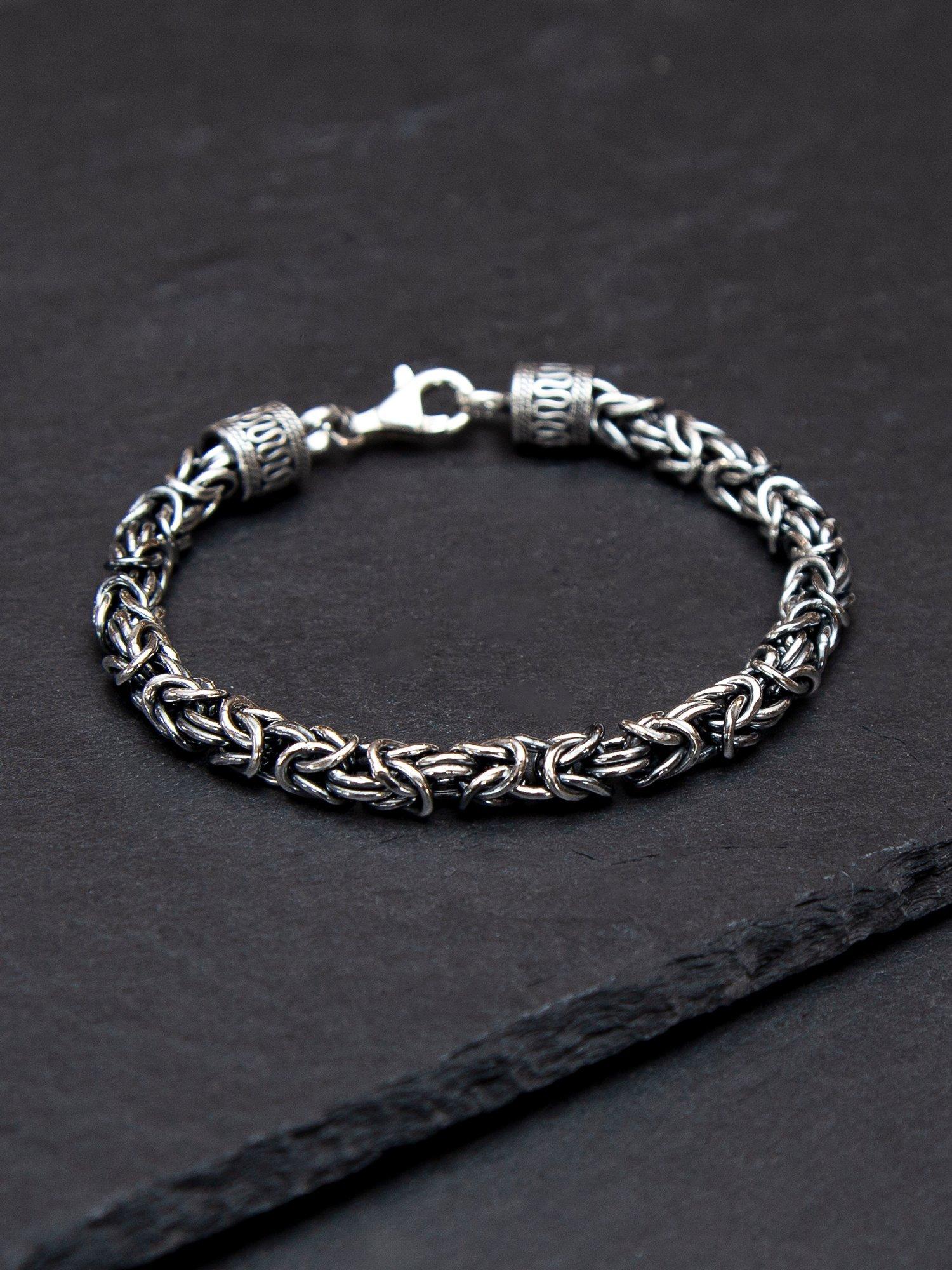 Hoxton London rhodium plated sterling silver byzantine bracelet - British product