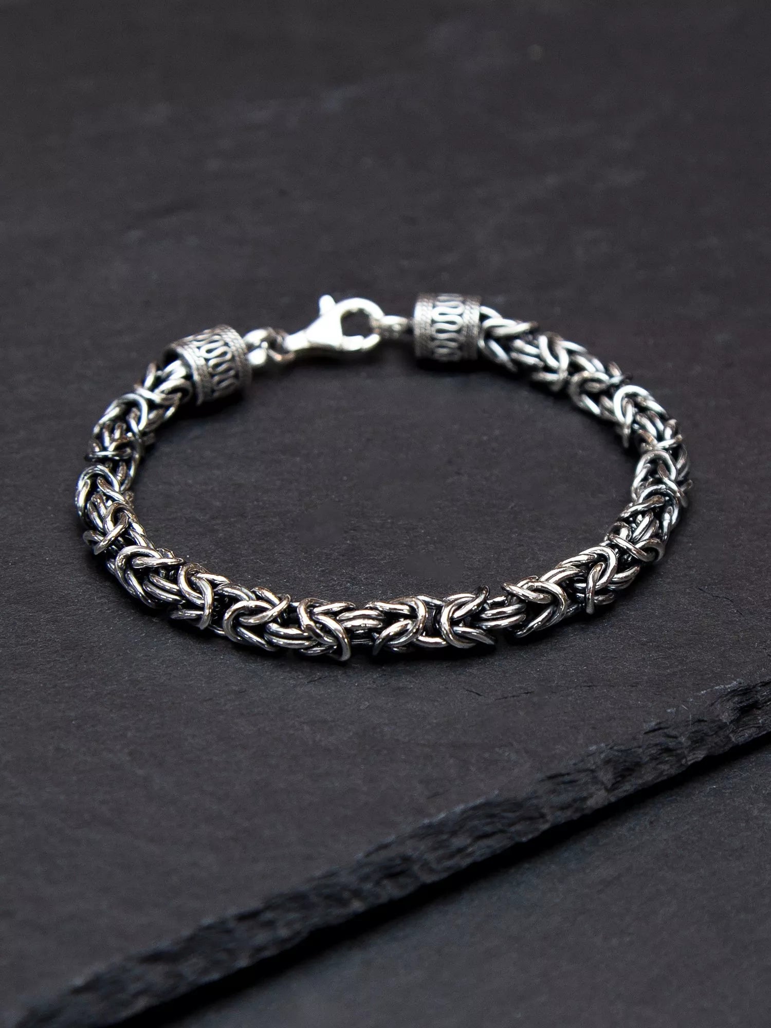 Hoxton London rhodium plated sterling silver byzantine bracelet - British product
