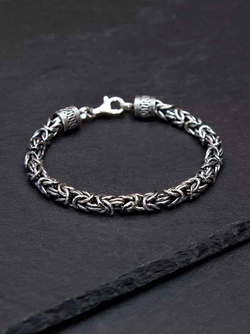 Hoxton London rhodium plated sterling silver byzantine bracelet - British product