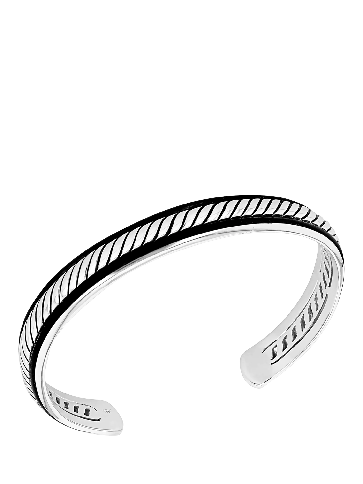 Hoxton London twist leather bangle silver black, imported from the UK